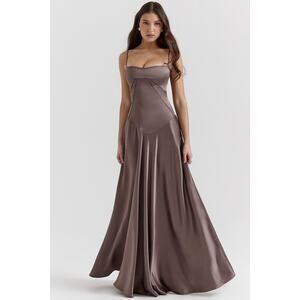 House of CB Anabella smoke lace up maxi dress